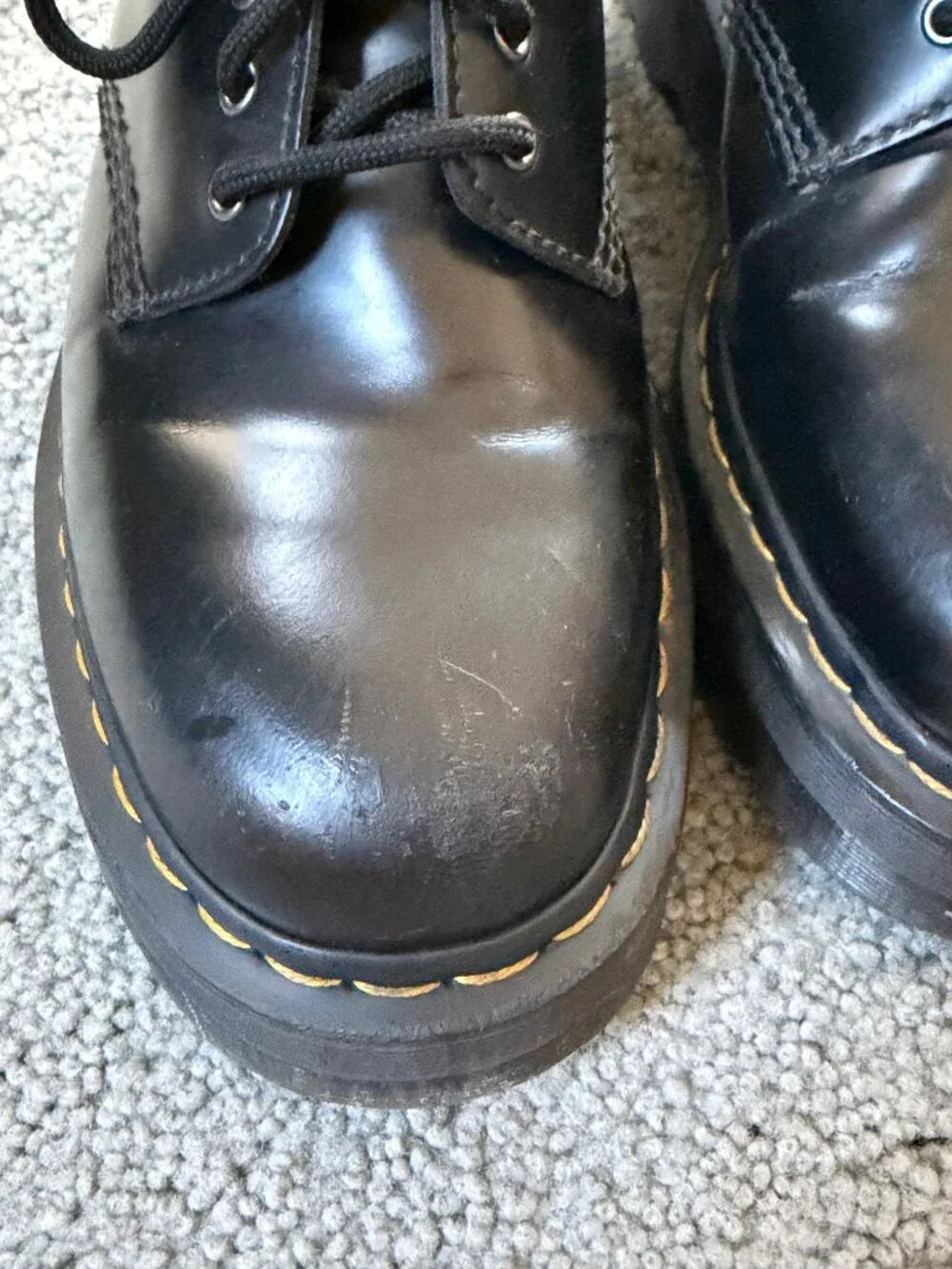 Dr. Martens 8053 Quad/Bex Platform Leather Shoes Black Unisex Men 10 / Women 11